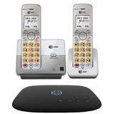 AT&T 2 Cordless Handsets with Ooma Telo Free Home Phone Service