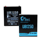 Compatible Securitron BPS129 Battery - Replacement UB1250 Universal Sealed Lead Acid Battery (12V 5Ah 5000mAh F1 Terminal AGM SLA) - Includes TWO F1 to F2 Terminal Adapters