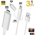 3 in 1 Phone to HDMI Cable HD 6.6ft Type-C/OS/Micro USB to HDMI TV Projector 1080P MHL HDMI Cable Compatible for iOS Android Samsung to TV Mirroring Cable