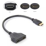 HDMI Cable 1080P HDMI Spliter Cable Port Male to 2 Female 1 in 2 Out Splitter Cable Adapter in HDMI HD LED LCD TV 30CM(Black)