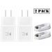 Alcatel OneTouch POP Star (3G) Adaptive Fast Charger Micro USB 2.0 Charging Kit [2x Wall Charger + 2x Micro USB Cable] Dual voltages for up to 60% Faster Charging! White