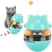 Cat Food Dispenser Treat Toys Interactive Treat Dispensing Slow Feeder Pet Food Treat Ball Funny Tumbler Style IQ Training Toy with Dual Rolling Balls & Detachable Wand for Cats Kitten Blue