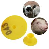 Shulemin 100Pcs Round Shape Livestock Animal Ear Tags Labels for Goat Sheep Pig Orange