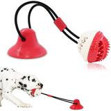 Dog Toys Dog Chew Toys for Aggressive chewers Dog Rope Toys with Suction Cup for Puppy Dogs Dog Training Treats Teething Toys for Boredom Small Dog Puzzle Toy Treat Food Dispensing Ball Toys (red)