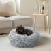 PetAmi Small Calming Dog Bed for Dogs Puppy Round Washable Pet Bed for Cat Kitten Anti Anxiety Dog Bed Cuddler for Couch Fluffy Plush Circular Dog Donut Bed Fits up to 25 lbs 23 inch Light Gray