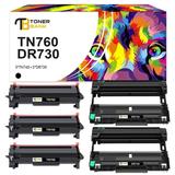 Toner Bank TN760 Toner Cartridge Compatible for Brother TN-760 TN730 Toner and DR-730 Drum Unit for MFC-L2710DW MFC-L2750DW HL-L2350DW HL-L2370DW Printer (3 Black Toner and 2 Drum Unit)