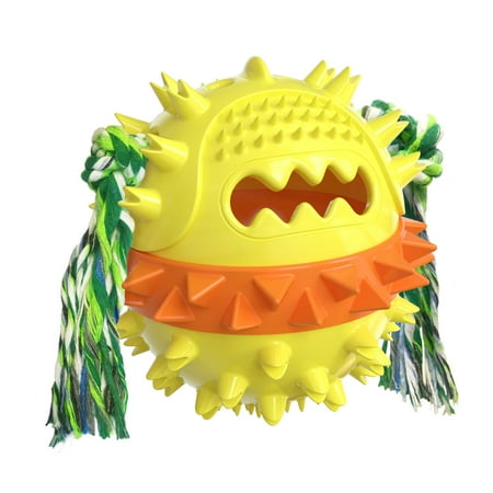 OAVQHLG3B Dog Toys for Aggressive Chewers Molar Squeaky Bouncing Treat Ball Toy for Dogs 4 in 1 Interactive Pet Toy with Bite Rope Durable Dog Chew Toys for Puppy Small Medium Large Dogs