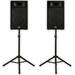Acoustic Audio BR12 Passive 12 Speaker Pair and Stands 3-Way DJ PA Karaoke Speakers