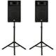 Acoustic Audio BR12 Passive 12 Speaker Pair and Stands 3-Way DJ PA Karaoke Speakers