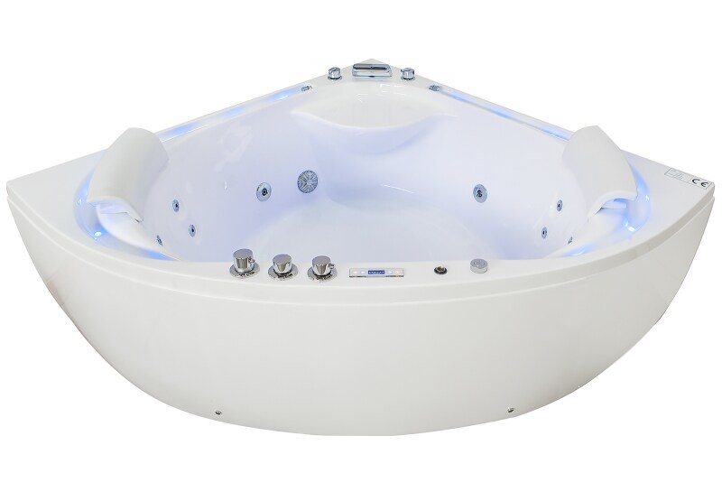 Jet-Line Whirlpool Eckwanne Eckbadewanne Acrylwanne Villa Sabrina weiss umlaufender Wasserfall Massagewanne Sprudelwanne 2 Personen Image