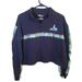 Disney Tops | Disney Stitch L Juniors Blue Half Zip Glitter Stripe Cropped Pullover Sweatshirt | Color: Blue | Size: 11j