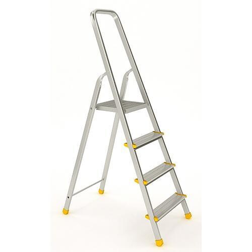 PROREGAL Metal Single Giraffe Einseitige-Aluminium-Bügelleiter | 3 Stufen | 125cm hoch | Leiter, Trittleiter, Stufenleiter, Stehleiter Haushaltsleiter Image