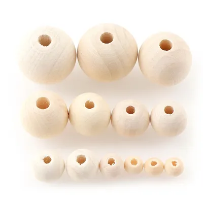 Perles en bois naturel pour bricolage perles d'espacement rondes artisanat fait à la main bijoux