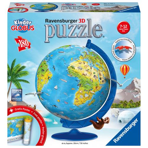 Ravensburger 3D Puzzle 11160 - Puzzle-Ball Kinderglobus In Deutscher Sprache - 180 Teile - Puzzle-Ball Globus Für Kinder