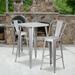 Flash Furniture Commercial Grade 23.75 Square Silver Metal Indoor-Outdoor Bar Table Set with 2 Stools with Backs