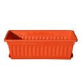 17 Inches Red Plastic Flower Box Planters with Trays Plastic Vegetable Planters Countryside Flower Box Planter for Garden Windowsill Patio Balcony 3 Packs