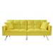 Gplesas 2 Pillows Sofas With Armrest Velvet Couches Convertible Fashion Couch Bed W/Cushion Living Room Bedroom Yellow