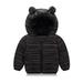 Discount! ZCFZJW Winter Warm Down Coats with Cute Ear Hoodie for Kids Baby Boy Girls Super Thick Padded Puffer Jacket Lightweight Zip Up Hooded Coat Outwear(Black 18-24 Months)