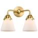Nouveau 2 Cone 6" 2 Light 14" LED Bath Light - Satin Gold - White