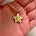 Coach Jewelry | Coach White Enamel Yellow Crystal Flower Pendant .925 Sterling Silver Necklace | Color: White/Yellow | Size: Measures 18” In Length