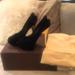Louis Vuitton Shoes | Louis Vuitton Woman’s Black Suede Peeptoe Pumps Size 38 | Color: Black | Size: 38