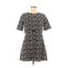 Topshop Casual Dress - A-Line Crew Neck Short sleeves: Gray Dresses - Women's Size 6