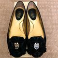 Coach Shoes | Coach Black Suede Ballet Flat Size 6 | Color: Black/Gold | Size: 6