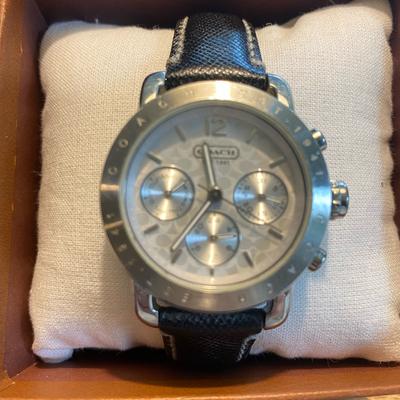 Coach Accessories | Coach Legacy Sport Chronograph With Leather Band | Color: Gray | Size: Os