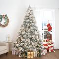 The Holiday Aisle® Traditional Snow Flocked Christmas Tree w/ Lights, Pine Christmas Tree Prelit w/ Metal Stand | 61 W in | Wayfair