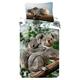 Koala Bed Linen Set with Baby in Wild on Eucalyptus Tree, Duvet Cover 140 x 200 cm, Pillowcase 70 x 90 cm, 100% Cotton, for Children, Teenagers, Adults