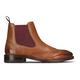 Mens Slip On Real Leather Brogue Boots Brown Tan Classic Smart Formal London - Chestnut 11