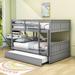 Harriet Bee Farasiko Full Over Full Bunk Bed, Wood Bunk Bed w/ Trundle in Gray | 60 H x 57 W x 80 D in | Wayfair F90C14643CE248BCA9225E2592B0D1B9