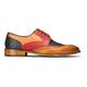 Mens Tan Navy Brown Red Brogue Shoes Laced Classic Vintage Formal Real Leather - Tan Navy Red 7
