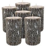 Hyoola 3 x 5 inch Unscented Dripless Timberline Rustic Pillar Candles - Stone Wood (6 Pack)
