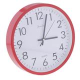 10 Inch Silent Universal Round Wall Clock - AA Battery Operated - Colorful Analog Clock Great For Home Office Classroom Or Garage - Red 25cm