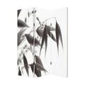 3 Panel Foldable Canvas Screen with Lily Print Black and White- Saltoro Sherpi