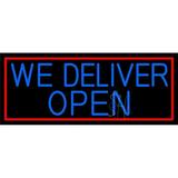 13 x 32 in. Blue We Deliver Open with Red Border Neon Sign - Blue & Red