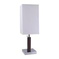 NEW Stylish Wooden Body with Chrome Base White Fabric Shade Pull Chain Switch 26 Table Lamp 8311