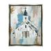 Stupell Industries Distressed Country Church House Abstract Pattern Luster Gray Framed Floating Canvas Wall Art 16x20 by Annie Warren