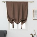 CUH Brown Blackout Roman Curtains for Kids Bedroom Thermal Insulated Curtains Rod Pocket Tie Up Shade Curtains 1-Panel for Small Windows Bathroom Kitchen (22 x 46 Inches Long)