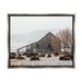 Stupell Industries Snow Dusted Barn Buffalo Bison Rural Farm Photograph Luster Gray Floating Framed Canvas Print Wall Art Design by Jeff Poe Photography