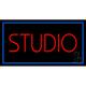 Red Studio Blue Rectangle LED Neon Sign 13 x 24 - inches Black Square Cut Acrylic Backing with Dimmer - Bright and Premium built indoor LED Neon Sign for art gallery and exhibition.