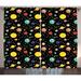 Space Curtains 2 Panels Set Comets and Constellations Stars with Polka Dots Earth Sun Saturn Mars Solar System Window Drapes for Living Room Bedroom 108W X 63L Inches Multicolor by Ambesonne