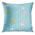 USART Blue Sky Sweet Dreams Cute Design Decorated with Cloud Star Moon Heart and Sleeping Bear for Baby Nursery Pillow Case 16x16 Inches Pillowcase