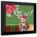 Pinto Patricia 15x15 Black Modern Framed Museum Art Print Titled - Holiday Reindeer on Plaid II