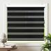 Biltek Cordless Zebra Window Blinds with Modern Design - Roller Shades w/ Dual Layers - Solid & Sheer Shades for Transparency / Privacy - Great for Home Office Kitchen Bathroom - Black 43 W X 72 H