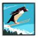 Stupell Industries Penguin Skiing Above Trees Winter Sports Illustration Graphic Art Black Framed Art Print Wall Art Design by Noah Bay