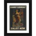 Edith Kemp-Welch 17x24 Black Ornate Framed Double Matted Museum Art Print Titled: Remember Scarborough! Enlist Now (1914)