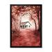 Designart Red Autumn Woods and A House in Wild Cabin & Lodge Framed Art Print