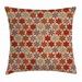 Red and Brown Throw Pillow Cushion Cover Abstract Anise Stars Pattern in Warm Retro Colors with Dots Geometric Design Decorative Square Accent Pillow Case 20 X 20 Inches Multicolor by Ambesonne